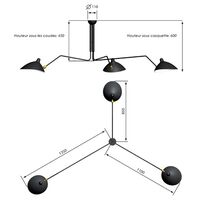 Plafonnier 3 Ceiling Light Black & Brass