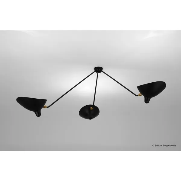 Plafonnier 3 Ceiling Light Black & Brass