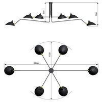 Plafonnier 6 Ceiling Light Black & Brass