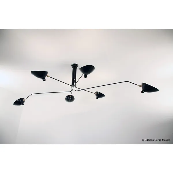 Plafonnier 6 Ceiling Light Black & Brass