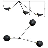 Plafonnier Araigne 3 Ceiling Light Black & Brass Fixed