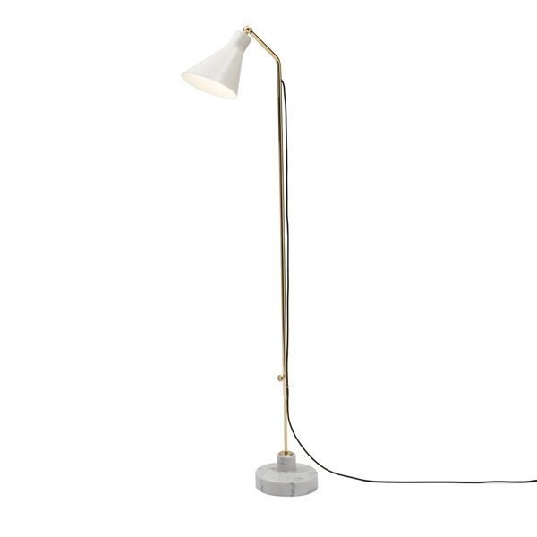 Alzabile Golvlampa Vit/ M&auml;ssing & Vit Marmor