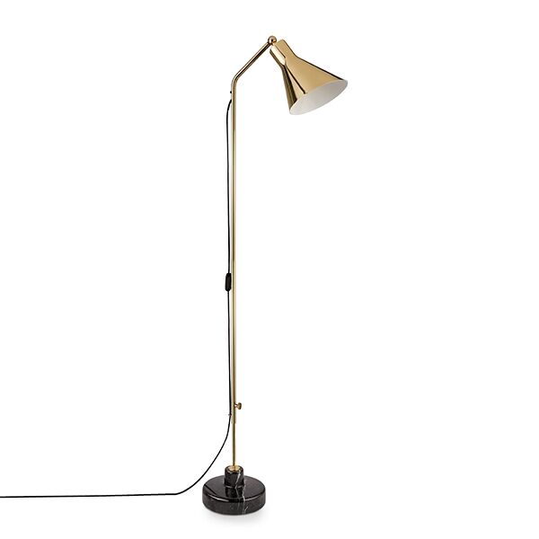 Alzabile Golvlampa M&auml;ssing & Svart Marmor