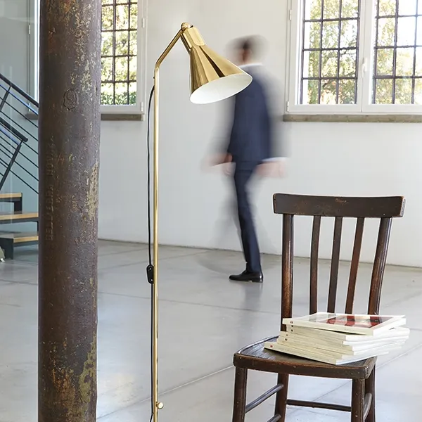 Alzabile Floor Lamp Brass & Black Marble