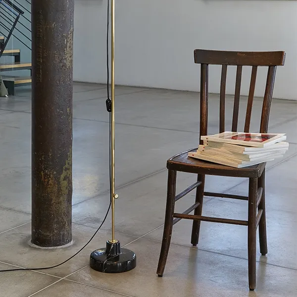 Alzabile Floor Lamp Brass & Black Marble