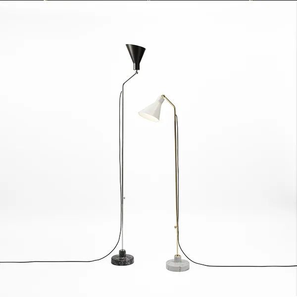 Alzabile Floor Lamp Brass & Black Marble