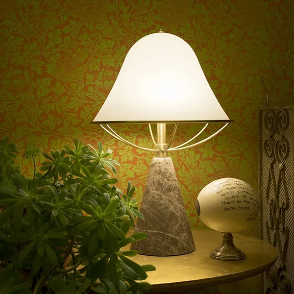 Anita Tischlampe Hellgelb/Messing & Braun Marmor