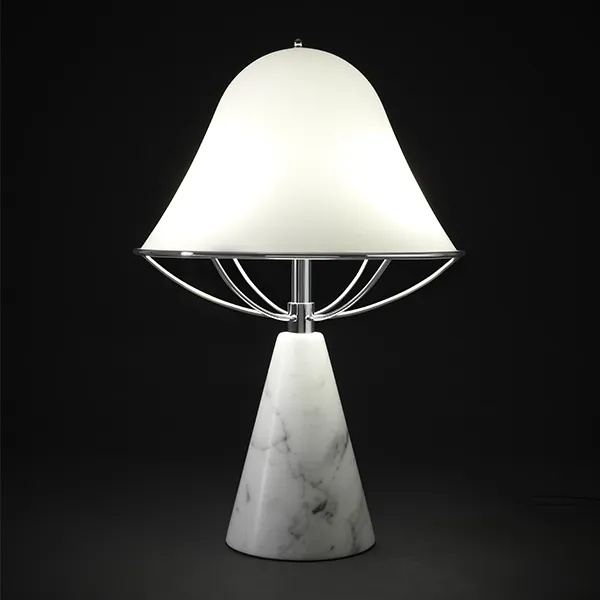 Anita Tischlampe Hellgelb/Messing & Braun Marmor