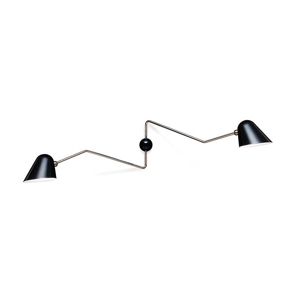 Beghina Dubbel V&auml;gglampa Svart & M&auml;ssing