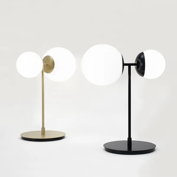Biba Table Lamp White & Brass