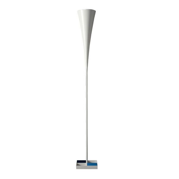 De-Lux D8 Golvlampa Bl&aring; & Matt Vit