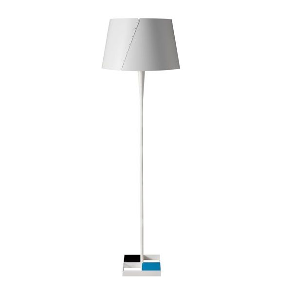 De-Lux D4 Golvlampa Bl&aring; & Matt Vit