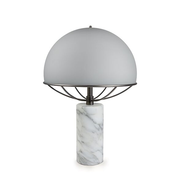 Jil Bordslampa Gr&aring;/Svart Krom & Vit Marmor