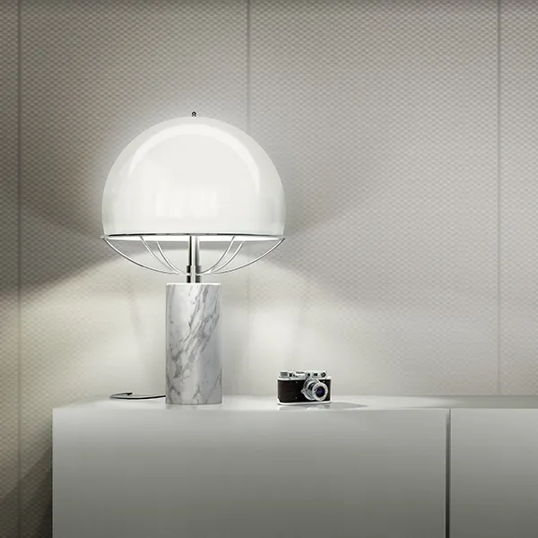 Jil Table Lamp Grey/Black Chrome & White Marble
