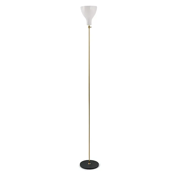 Lady V Floor Lamp Brass & White Straight