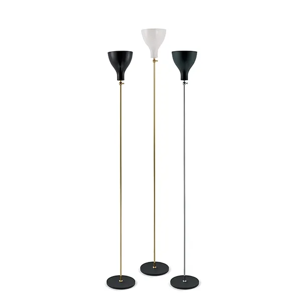 Lady V Floor Lamp Brass & White Straight