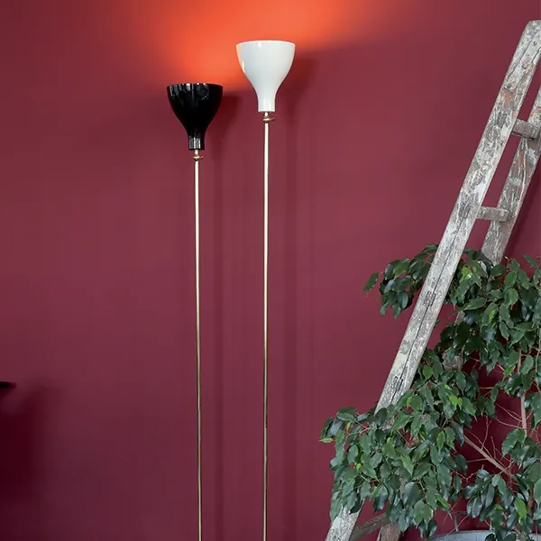Lady V Floor Lamp Brass & White Straight