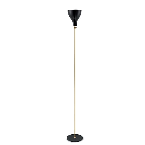 Lady V Golvlampa M&auml;ssing & Svart Rak