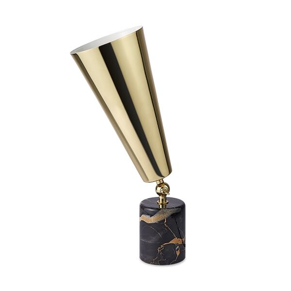 Vox Bordslampa Svart/brun Marmor & M&auml;ssing Mindre