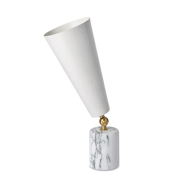 Vox Lámpara de Mesa Mármol Blanco Y Latón Mate/ Blanco Pequeño