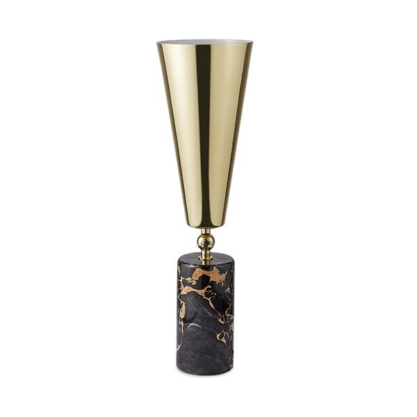 Vox Bordslampa Svart/brun Marmor & M&auml;ssing Stor