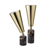 Vox Table Lamp Black/Brown Marble & Brass Large