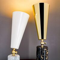 Vox Table Lamp Black/Brown Marble & Brass Large