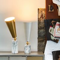 Vox Table Lamp Brown Marble & Matt Bronze Large