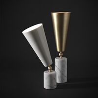 Vox Table Lamp Black Marble & Chrome/White Large