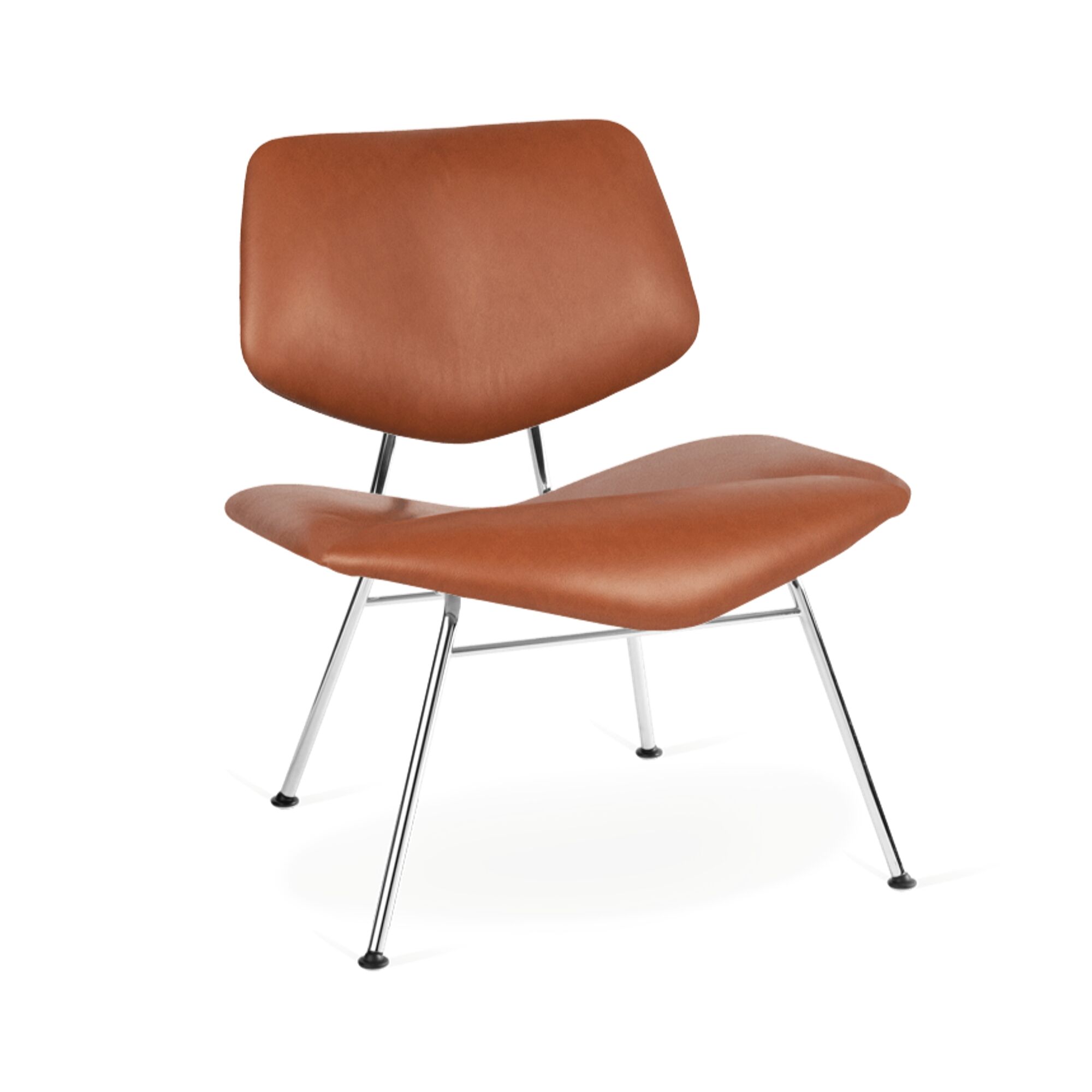 Fauteuil Lounge VL135 en Cuir Cognac Sierra/cadre Chrome