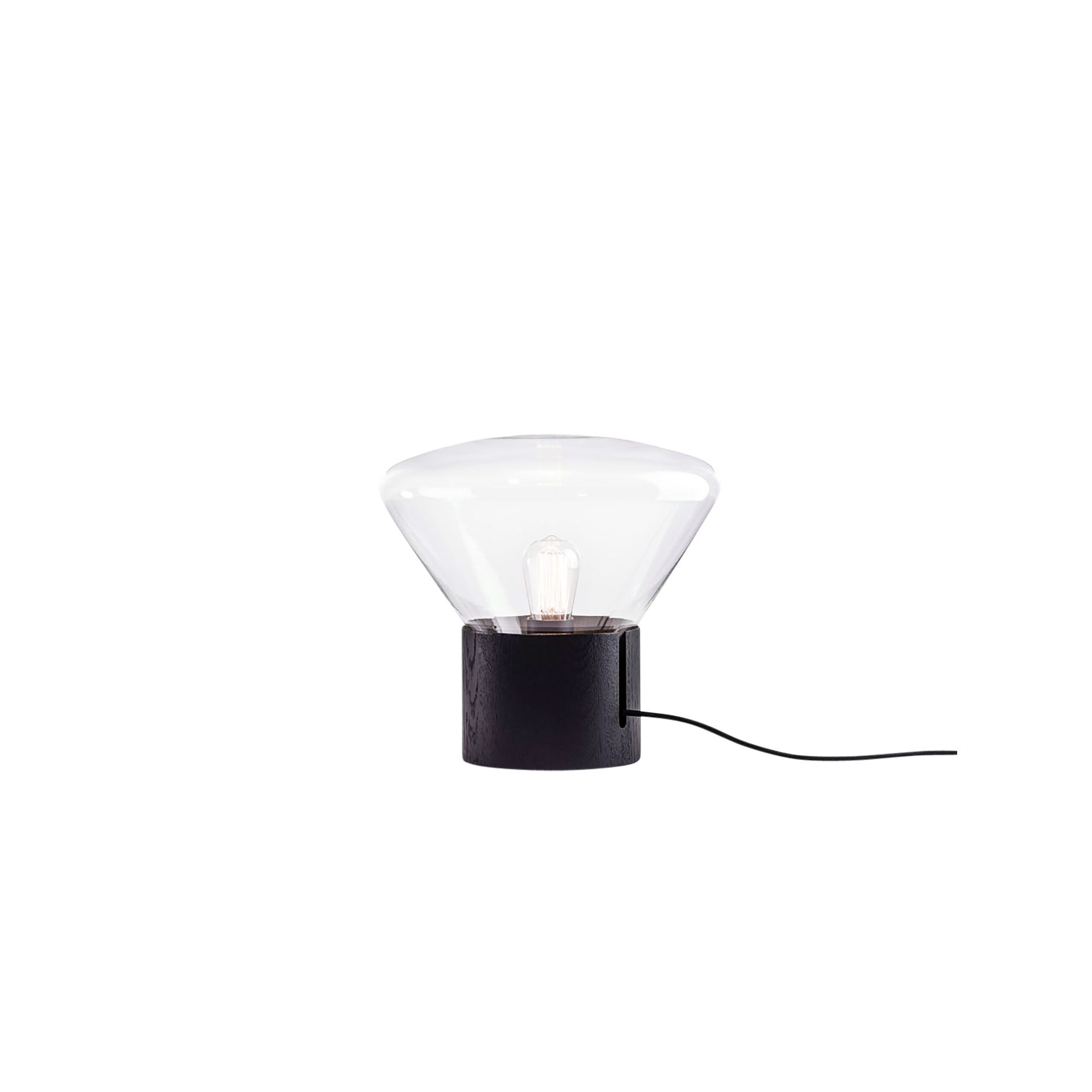 Muffins Wood 01 Bords-/ Golvlampa Transparent Glas/ Svart Ek med Svart Sladd