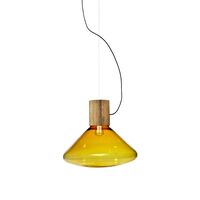 Muffins Wood 03B Pendant Brown Glass/Natural Oak with Black Cord