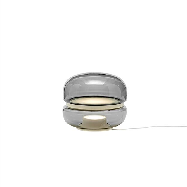 Macaron Bordslampa Liten R&ouml;kf&auml;rgad Glas/ Vit Onyx