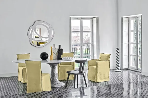 Ghost 25 Dining Chair with Armrests Lino Bianco