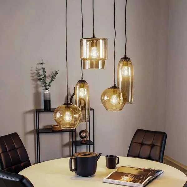 Fenomen Wąska Lampa Wisząca Przezroczyste Szkło i Mosiądz