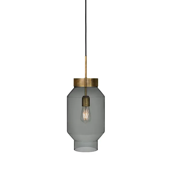 Fenomen Large Pendant - Smoke-coloured Glass & Brass