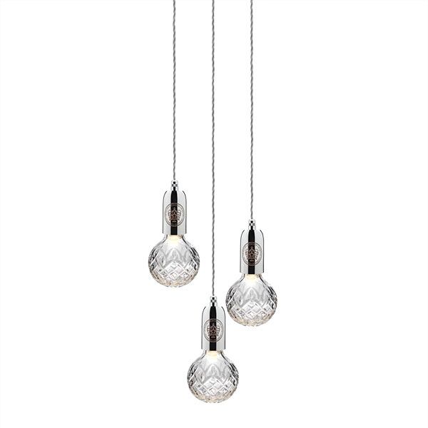 Crystal Bulb Taklampa 3 St Transparent/ Krom