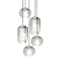 Chamber Light Pendant 5 Pcs Carrara Marble/Crystal