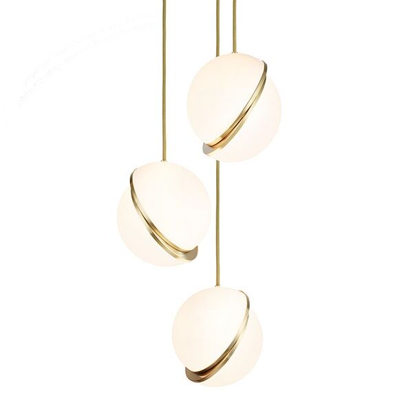 Mini Crescent Taklampa 3 St Opal/M&auml;ssing