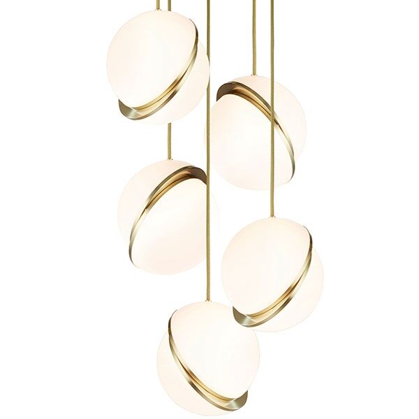 Mini Crescent Taklampa 5 St Opal/M&auml;ssing