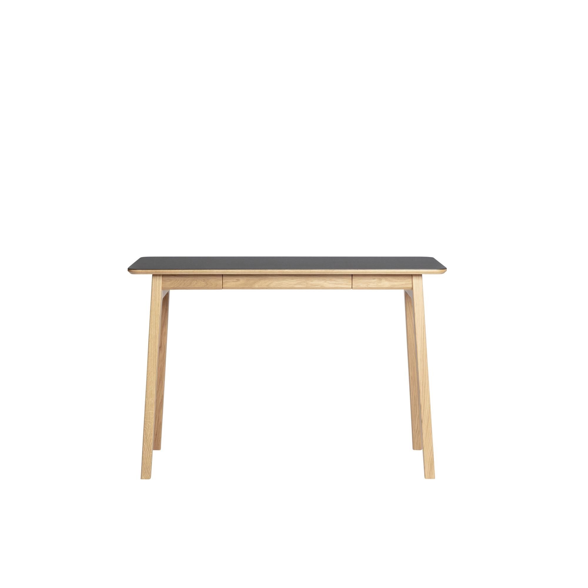 Freya Skrivebord Massiv Eg Lakeret/Sort Linoleum 4023 Forbo