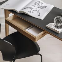 Freya Desk Solid Oak Lacquered/Black Linoleum 4023 Forbo