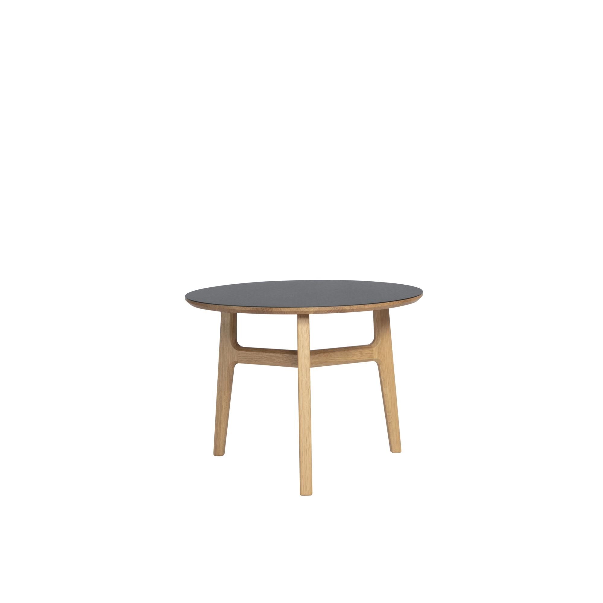 Freya Sofabord Massiv Lakeret Eg/Linoleum Sort 4023 Forbo Ø 60 x H 45