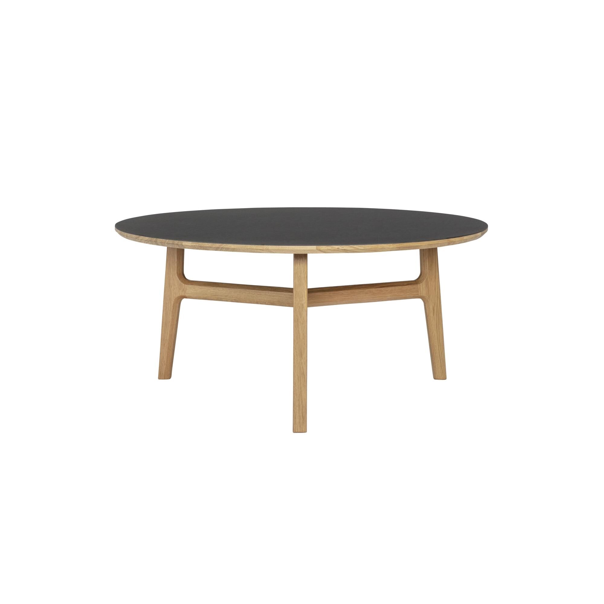 Freya Sofabord Massiv Lakeret Eg/Linoleum Sort 4023 Forbo Ø 85 x H 40