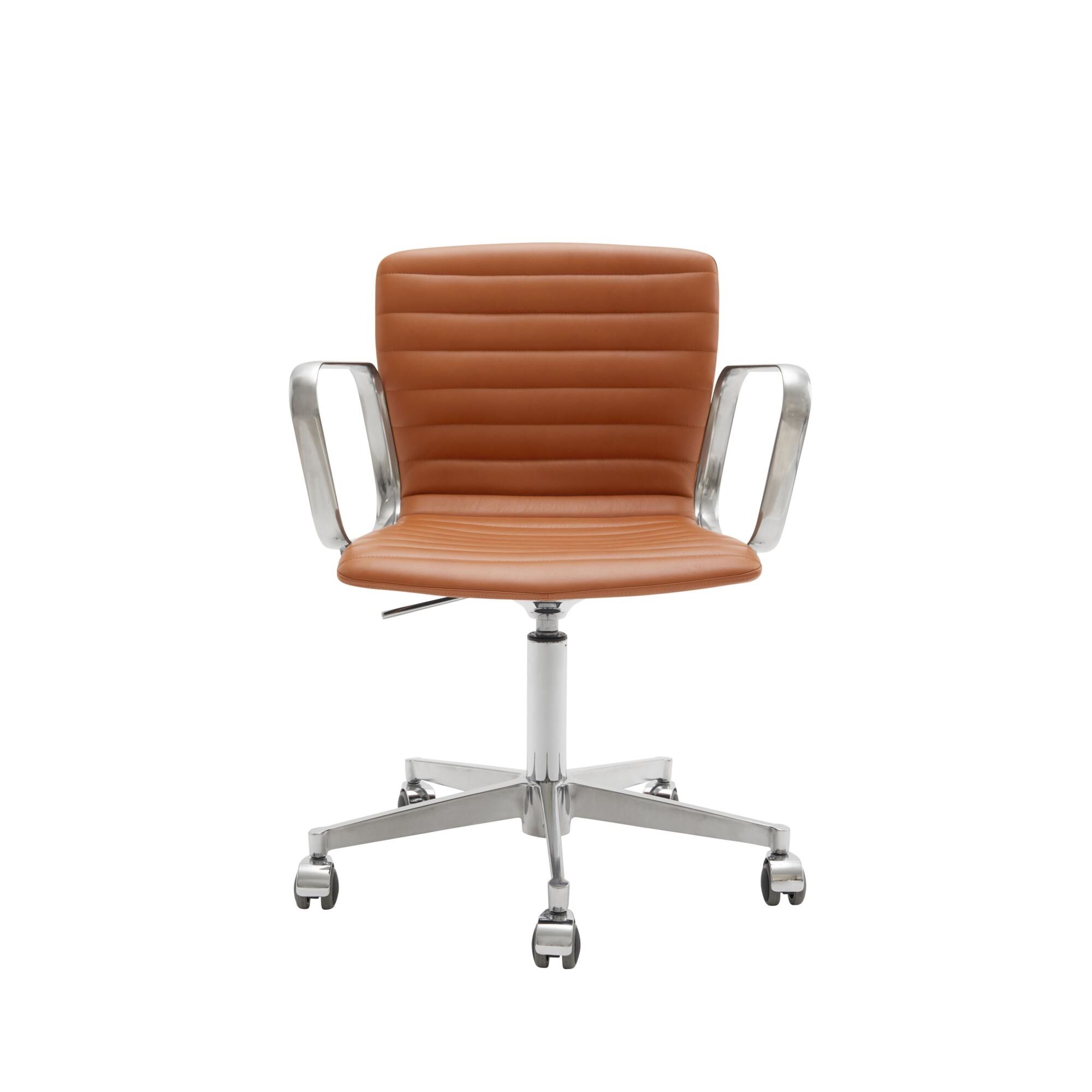 Butterfly Swivel Classic Edition Poleret Aluminium/Fuldpolstret Cognac Hero 42528