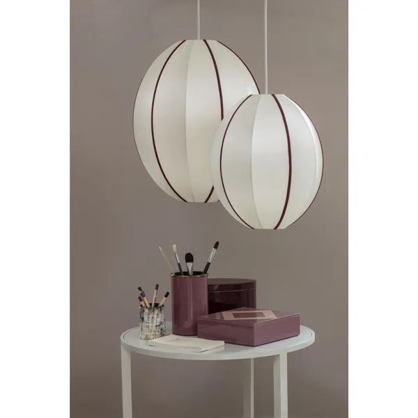 Oval L Lampeskærm Offwhite/Bordeaux