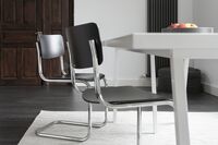Sedia da Pranzo Cantilever S 43 Cromo/faggio Nero