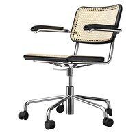 Sedia da Ufficio Girevole S 64 VDR con Braccioli Cromo/ Faggio Nero