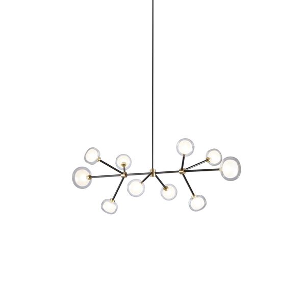 Nabila 552.10 Hanglamp Mat Zwart/ Geborsteld Messing met Helder Glas