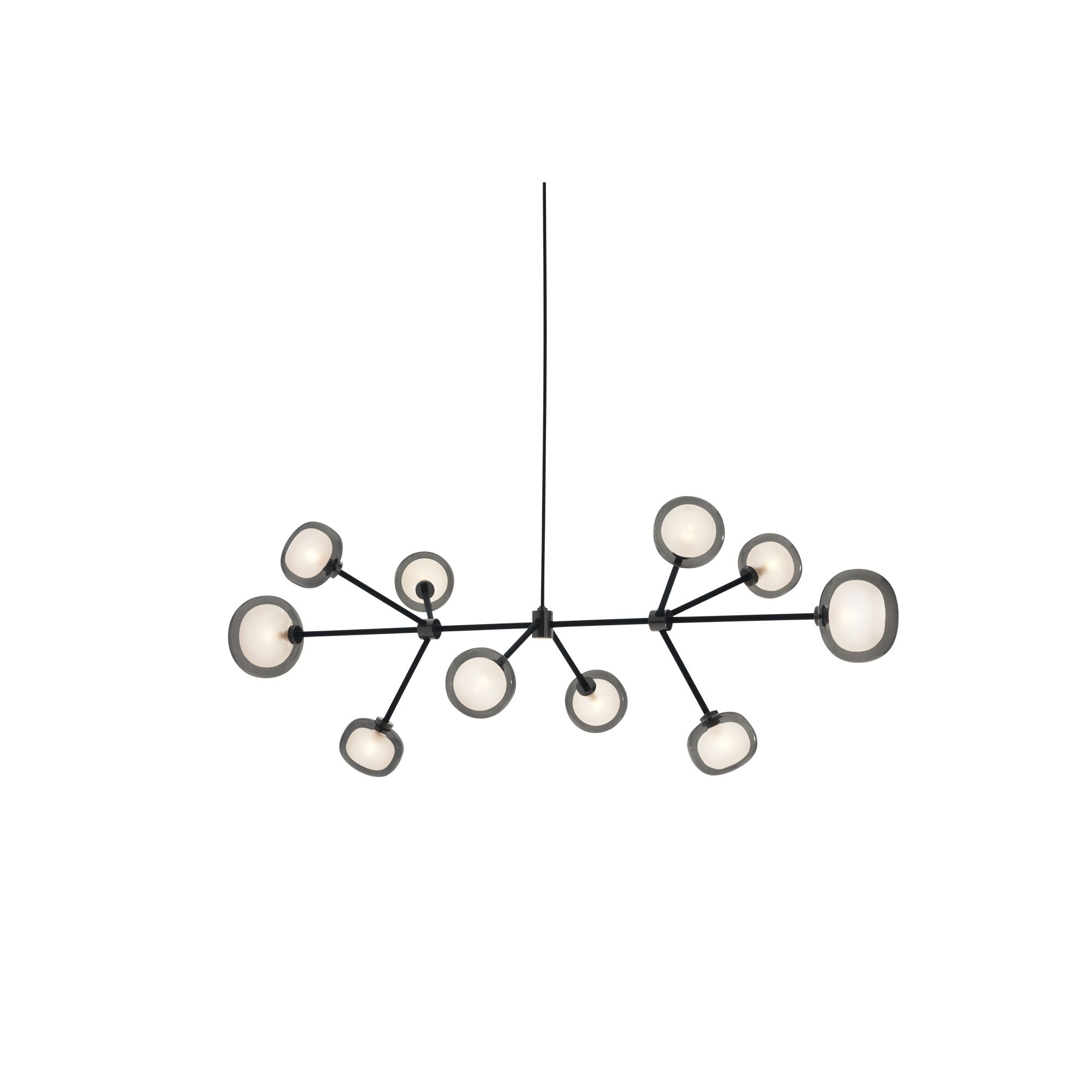 Nabila 552.10 Taklampa Matt Svart/ Svart Krom med R&ouml;kt Glas